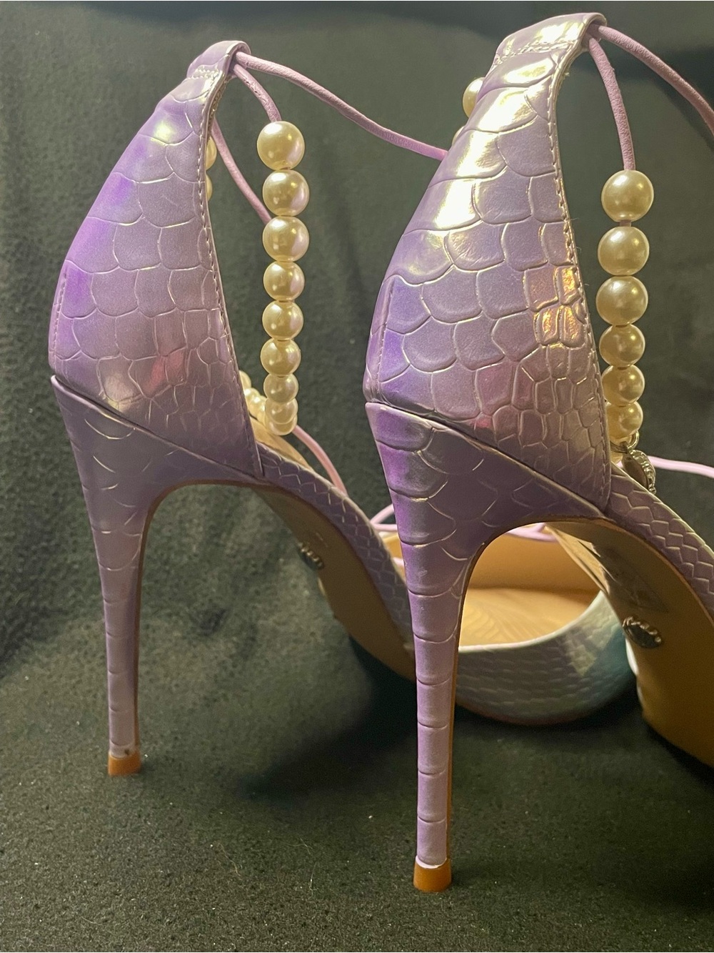 *RARE* Ariel Pastel Pointed Toe Heels with Mermaid Pearl Ankle Straps - Women - Picture 8 of 11